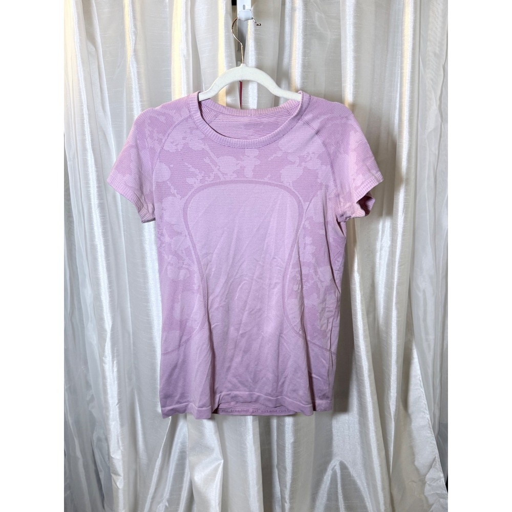 Lululemon Swiftly Tech Short Sleeve Women 4 Lavender Floral Excellent Seamless